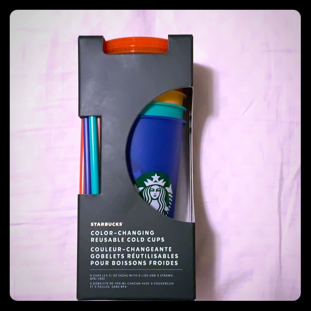 Starbucks Color Changing Cups 5 pack, straws, lids